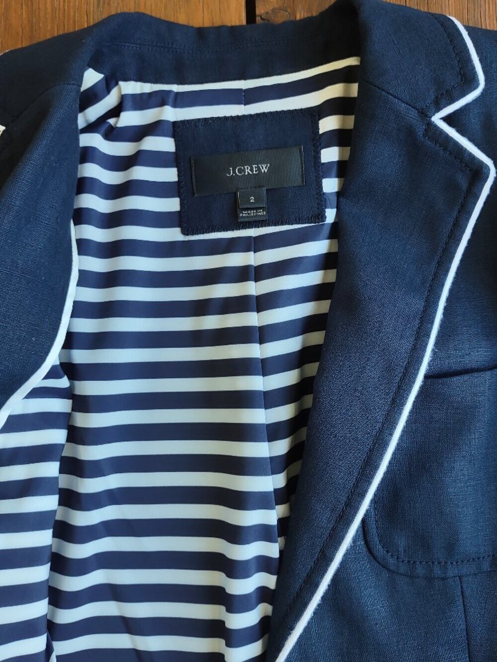 J Crew Rhodes Linen Blazer Size 2 Capsule Nautical Preppy Office Country Club - Picture 3 of 13